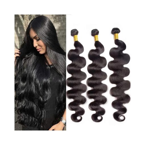 Body Wave Bundles Human Hair 3 Bundles Human Hair 32 34 36 100 % Unprocessed Brazilian Hair Weave Bundles Natural Black