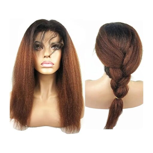 Brazilian human hair lace front wigs for black women T1b/30 Ombre color Glueless Italian yaki kinky straight human hair wigs with baby hair 14 inches