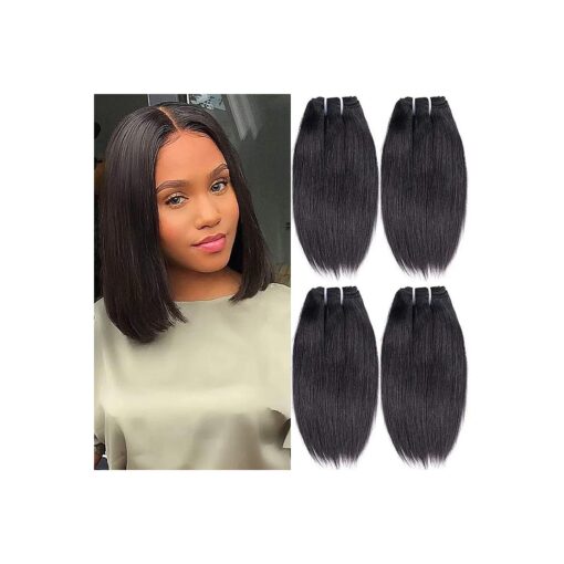 Liang Dian 10 Inch Short Human Hair Bundles Natural Color 4 Bundles 12A Brazilian Virgin Hair 100 % Unprocessed Straight Human Hair Bundles ( 10" 10" 10" 10" )