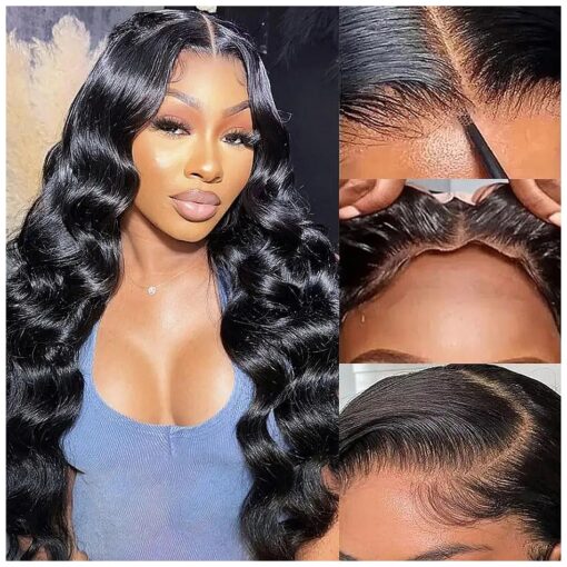 Wear And Go Glueless Wigs Human Hair Pre Plucked Pre Cut Body Wave Lace Front Wigs Human Hair For Beginners 4x4 HD Lace Closure Wigs Human Hair Wigs for Women ( 24 Inch )