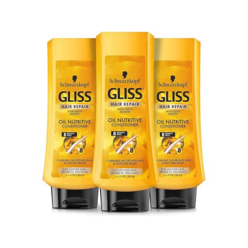 GLISS Hair Repair Conditioner, Oil Nutritive for Longer Hair Prone to Split Ends, 13.6 Ounces ( Pack of 3 )