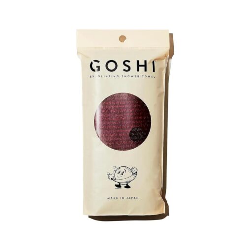 GOSHI Exfoliating Shower Towel - Rip-Resistant Exfoliating Washcloth for All Skin Types - Brick Red - Made in Japan