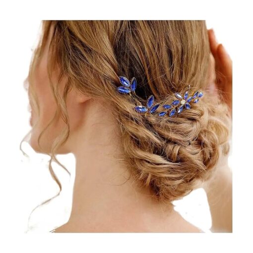 Yean Baroque Bridal Hair Pins Silver Rhinestones Wedding Hair Comb Something Blue Hair Piece for Women and Girls ( 3 Pcs ) ( Gold )