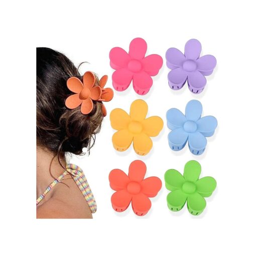 Canitor 6Pcs Hawaii Flower Claw Clip, Large Flower Hair Clips for Thick Thin Hair Beach Essentials for Women Teen Girls Preppy Things Summer Stuff Gifts Accessories