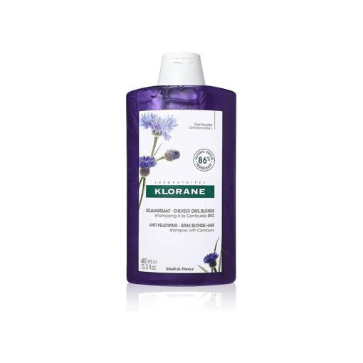 Klorane Plant-Based Purple Shampoo with Centaury, Brightens Blonde, Platinum, Silver, Gray or White Hair, Neutralizes Unwanted Yellow and Copper Tones, Paraben, Silicone and Sulfate Free