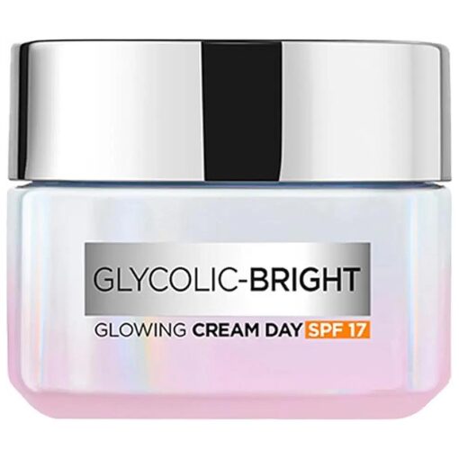 L'Oreal Paris Glycolic Bright Day Cream with SPF 17, 15ml |Skin Brightening Cream with Glycolic Acid that Visbily Minimizes Spots & Reveals Even Toned Skin