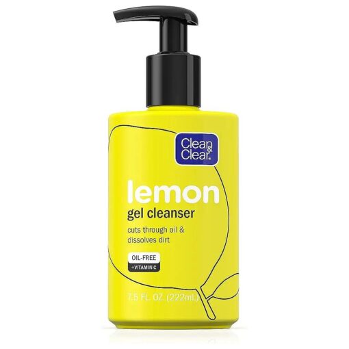 Clean & Clear Brightening Gel Facial Cleanser with Vitamin C, Lemon Extract & Glycerin, Oil-Free Daily Cleansing Face Wash Gel to Brighten Skin, Cleanse Oil & Dissolve Dirt, 7.5 oz