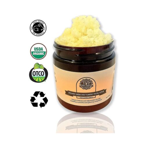 Organic Neem and Tumeric Facial Scrub by Oslove Organics-USDA certified, brightens and evens skin tone .