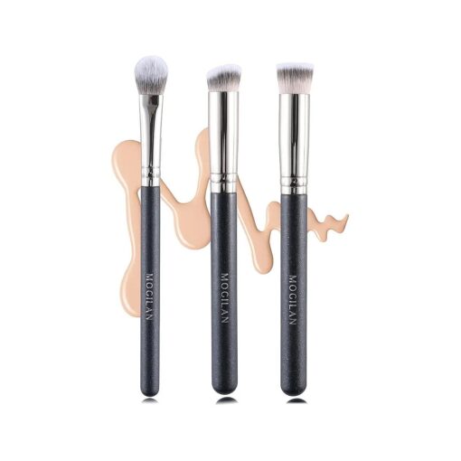 Makeup Brushes for Eyes Brightening Concealer Brush Under Eye Angled Flat Top Perfect For Eye Concealer Foundation Blending Liquid Cream Flawless Powder Cosmetics Buffing 3pcs