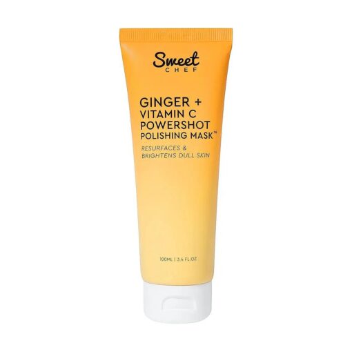 Sweet Chef Ginger + Vitamin C Powershot Polishing Mask - Brightening Face Mask for Dark Spots & Uneven Skin Tone + Maca, Rice Powders & AHA Face Exfoliant & Resurfacing Mask ( 3.4oz )