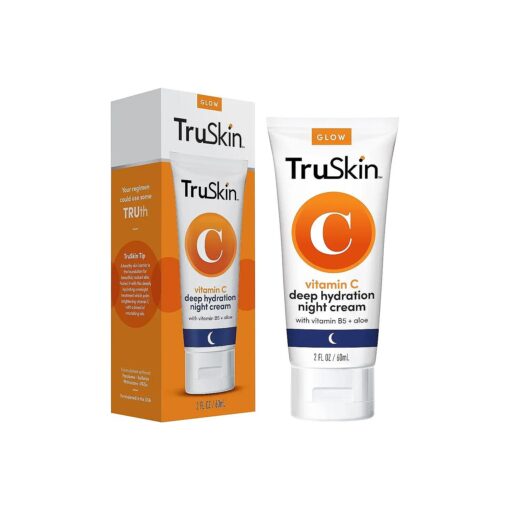 TruSkin Vitamin C Night Cream - Collagen Supporting Blend with Cocoa Butter, Vitamin B5, Botanical Essential Oils - Brightening and Firming Skin, Face & Neck, 2 Fl Oz