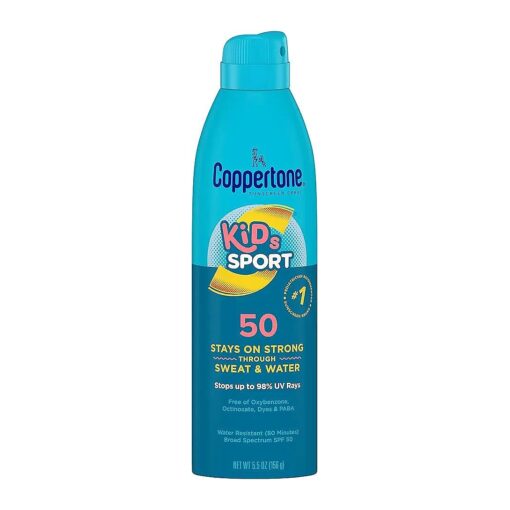 SPORT Kids Sunscreen Spray SPF 50, Water Resistant, Continuous Spray Sunscreen for Kids, Broad Spectrum Sunscreen SPF 50, 5.5 Oz Spray