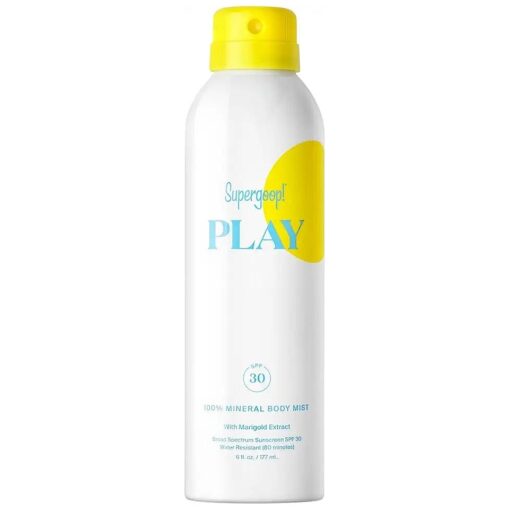 PLAY 100 % Mineral Sunscreen SPF 30 Mist, 6 fl oz - Sunscreen Spray - Full Coverage Body Sunscreen for Sensitive Skin - Water & Sweat Resistant - Great for Active Days