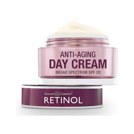 Retinol Day Cream Broad Spectrum SPF 20 - Protects Against Harmful Effects of UVA & UVB Rays - Luxurious Cream Moisturizes & Reduces Look of Fine Lines - Provides Protection From Daily Sun Exposure