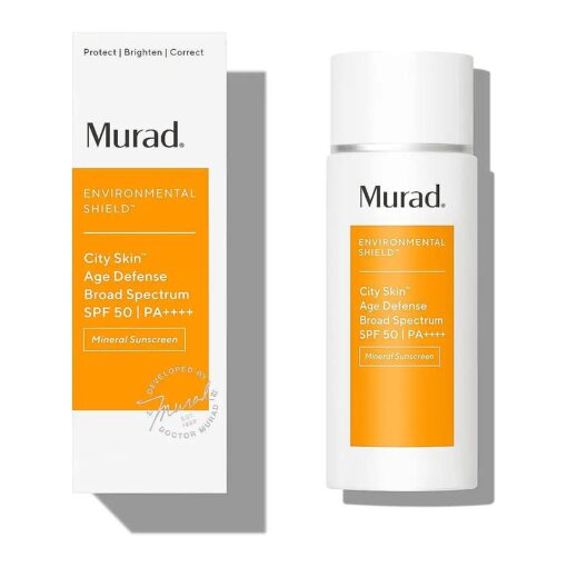 Murad Environmental Shield City Skin Age Defense Broad Spectrum SPF 50-100 % Mineral Sunscreen - Blue Light Defense - SPF 50 Environmental Defense Sunscreen - Light Sunscreen for Face