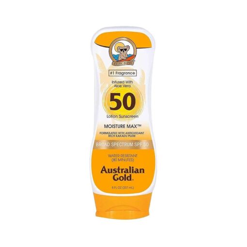 Sunscreen Lotion SPF 50, 8 Ounce | Moisture Max | Infused with Aloe Vera | Broad Spectrum | Water Resistant