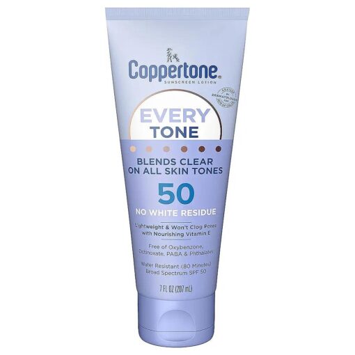 Coppertone Every Tone SPF 50 Sunscreen Lotion, Body & Face Sunscreen Lotion, 7 fl oz