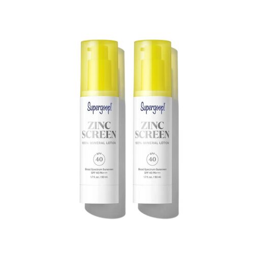 Zincscreen - 1.7 fl oz, Pack of 2 - SPF 40 PA+++ 100 % Mineral Face Lotion & Broad Spectrum Sunscreen - Lightweight, Blendable Formula with Pink Hue