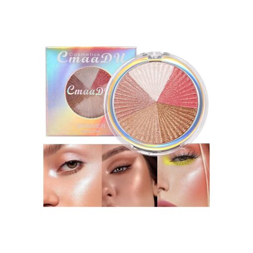 Highlighter Makeup, Highlight Powder Bronze, Bronzer Makeup Matte, iluminadores de maquillaje, Highlighter Palette White Shimmer Blush Bronzer Powder Palette Illuminators 5 Colors