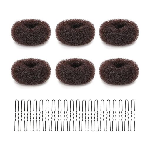 6 Pcs Small Hair Bun Maker for Kids, Hair Ring Style Bun Maker Set for Making DIY Hair Styles Magic Hair Twist Styling Accessories, Ring Style Donut Bun Maker Set with 20pcs Hair Bobby Pins