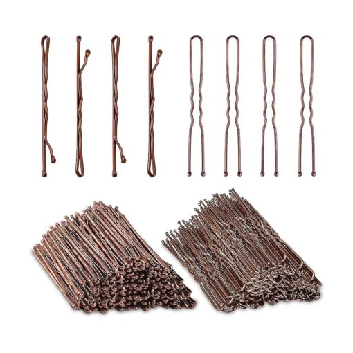 200PCS Brown Bobby Pins, AITRAI Brown Hair Pins 100pcs Brown Bobby Pins and 100pcs U-shaped Hair Pins for Bun Hair Pins Set with Box, 2.4 Inch