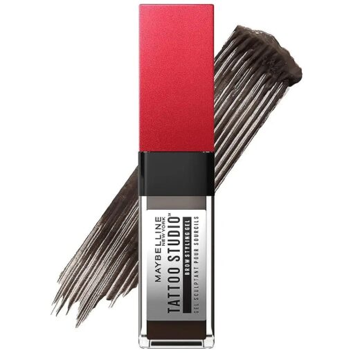 Maybelline Tattoo Studio Brow Styling Gel, Waterproof Eyebrow Make Up, Brow Tint for Up to 36HR Wear, Black Brown, 1 Count