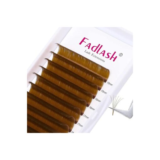 easy fan Volume Lashes, Curl Volume Lash Extensions 8-14mm Mixed Tray Brown Color Blooming Eyelash Extension Volume ( Blond 0.07-D, 8-14mm )