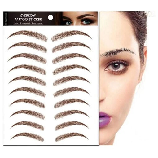 4D Hair-like Authentic Eyebrows, Brown Imitation Ecological Lazy Natural Tattoo Eyebrow Stickers Waterproof for Woman Makeup Tool 10 Pcs