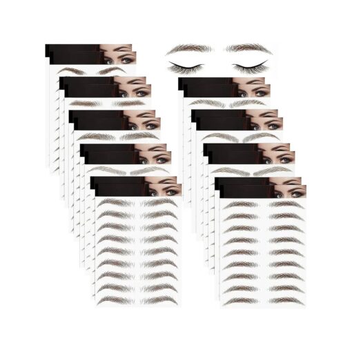 18 Sheets 180 Pairs Eyebrow Tattoo Stickers 4D Hair Like Authentic Waterproof Peel off Eyebrow Grooming Shaping Makeup Sticker for Women Girls ( Brown )