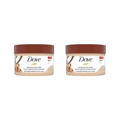 Dove Exfoliating Body Polish Scrub For Silky Smooth Skin Brown Sugar & Coconut Butter Body Scrub Exfoliates & Restores Skin 's Natural Nutrients 10.5 oz ( Pack of 2 )