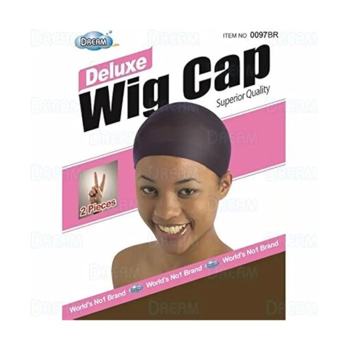 DREAM Deluxe Wig Cap Brown 24 pc ( Model : 097 BROWN ), Spandex cap, Wig cap, Mesh cap, Snood, Hair net, Fish net