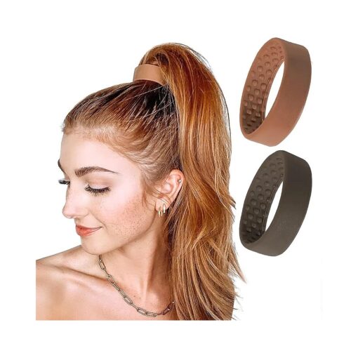 Medium PONY-O for Fine to Normal Hair or Slightly Thick Hair - PONY-O Revolutionary Hair Tie Alternative Ponytail Holders - 2 Pack Brown & Copper Original Patented Hair Styling Accessories