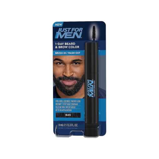 Just for Men 1-Day Beard & Brow Color, Temporary Color for Beard and Eyebrows, For a Fuller, Well-Defined Look, Up to 30 Applications, Black