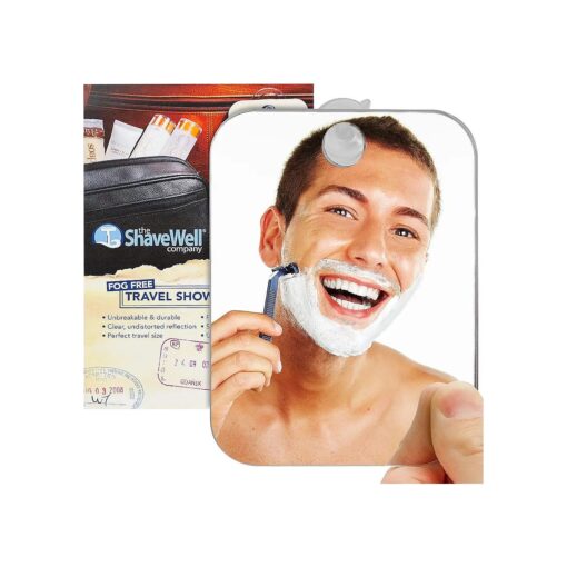 Anti-Fog Shaving Mirror for Travel | Fogless Bathroom Shower Mirror with Handheld Option for Men and Women | Hanging Shower Mirror Includes Long-Lasting Reusable Suction Cup