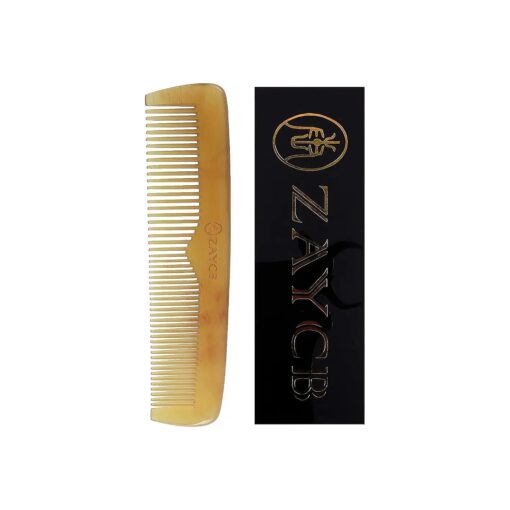 Buffalo Horn Fine Tooth Comb - Anti-Static Hair Comb - Hair Styling Detangling Comb for Men, Women and Kids - For All Hair Types ( Yellow Classic Fine Tooth Comb )