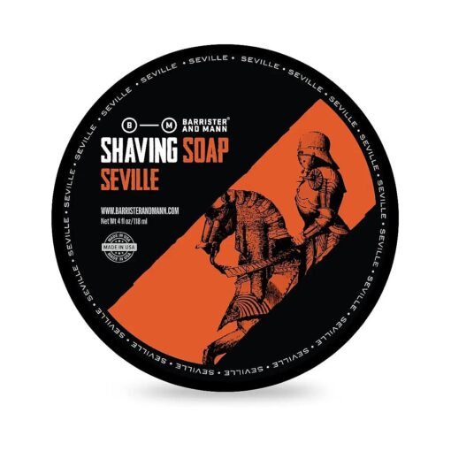 Barrister and Mann Shaving Soap | Luxury Dense, Rich & Creamy Lather Tallow Wet Shave Puck Bar Notes of Lemon, Bergamot, Rosemary, Lavender, Patchouli | Smooth Grooming Routine for Men 4 Oz ( Seville )