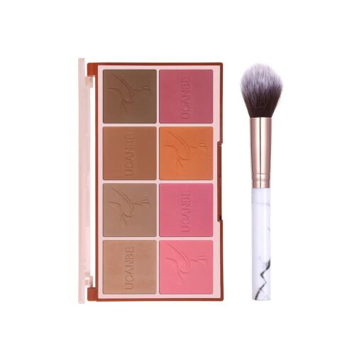 8 Colors Face Matte Blush Palette Shading Blusher with Brush - Buildable Facial Cheek Blusher Contour Bronzing Pressed Powder Makeup Pallet Women Gift Set ( 01 Matte )