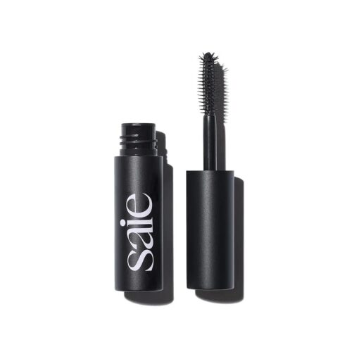 Saie Mini Mascara 101 - Buildable + Lash Lengthening Mascara for Volumized Lashes - Strengthening, Clean Mascara - Formulated with Nourishing Ingredients - Black ( 0.17 oz )