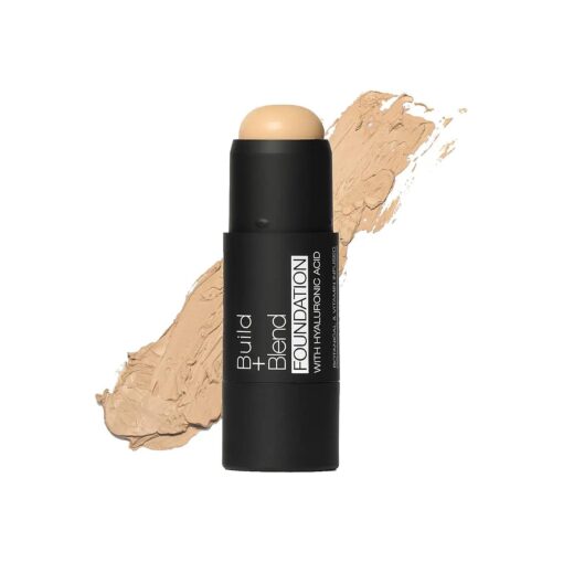 Palladio BUILD & BLEND Foundation Stick, Medium Coverage Buildable Contour Stick for Face, Ultra Blendable Creamy Formula for a Natural Shine Free Finish, Professional Makeup for Perfect Look, 0.25 Ounce ( Natural Beige )