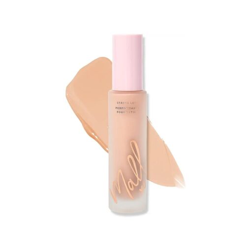 Mally Beauty Stress Less Performance Foundation - Light - Buildable Medium to Full Coverage - Lightweight Foundation Liquid - Niacinamide Brightens and Hydrates Skin - Satin Finish