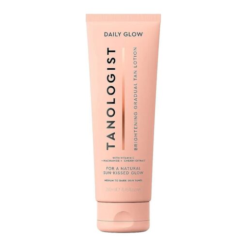 Brightening Daily Glow - Medium/Dark - Illuminating Gradual Tan Lotion - Natural, Sun Kissed Glow - Daily Tanning Lotion with Vitamin C, Niacinimide & Cherry Extract - 8.45 fl oz