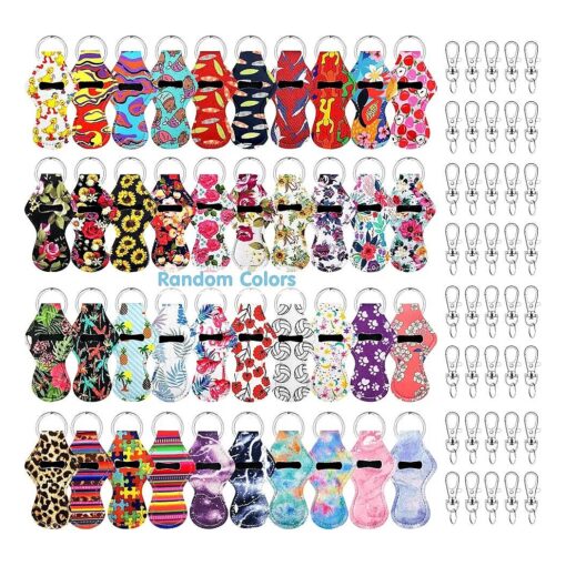 KPX 40Pcs Chapstick Holder Random Color Keychain with Metal Clip Cords, Lip Balm Holder Chapstick Keychain Holder Bulk for Lipstick Chapstick Tracker Safeguard