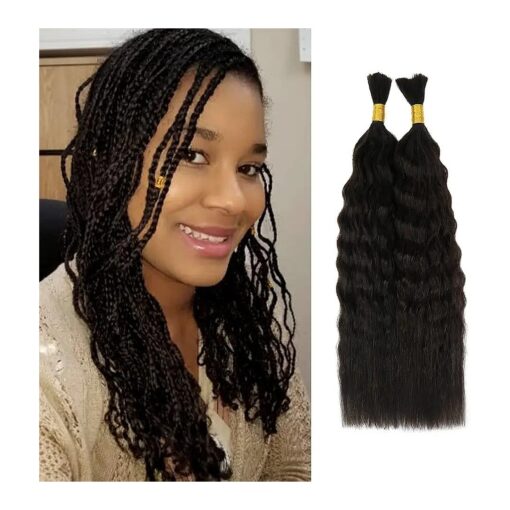 Starlet Micro Braiding Hair Human Bulk Hair Wet and Wavy Super Bulk 18 Inch 100g ( 2Bundles ) Virgin Human Braiding Hair for Micro Braids Human Hair Extension ( 18Inch - 2Bundles, Super Bulk - Natural )