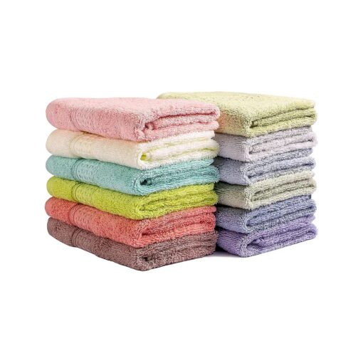 Washcloths for Body and Face - Absorbent Bath Towels Bulk Set, 100 % Cotton Hotel Towels for Bathroom, Durable, Soft Wash Rag ( Multicolor, Pack of 12 )