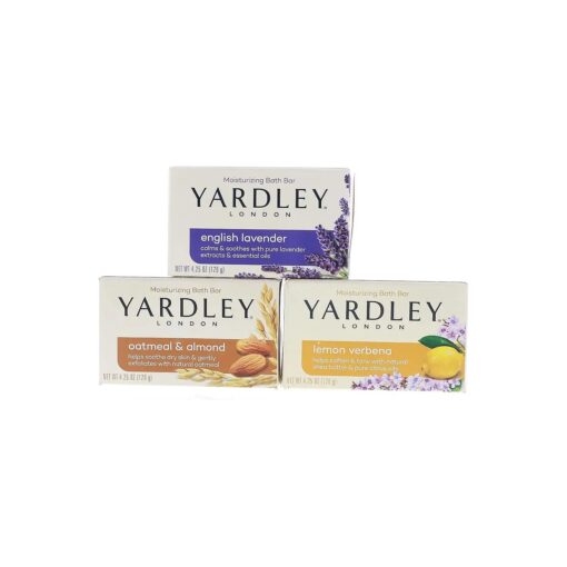 Yardley London Soap Bath Bar Bundle - 3 Bars : English Lavender, Oatmeal & Almond, Lemon Verbena 4.25 Oz Bars ( Pack of 3, One of Each )