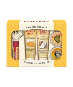 Burt 's Bees Teacher Appreciation & Graduation Gifts Ideas - Tips and Toes Set, 6 Travel Size Products in Gift Box - 2 Hand Creams, Foot Cream, Cuticle Cream, Hand Salve and Lip Balm