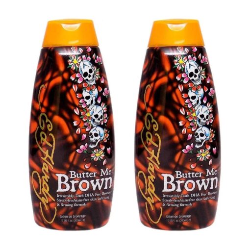 2 Ed Hardy Butter Me Brown Tanning DHA & Streak Free Bronzing Cream Lotion 10 Oz