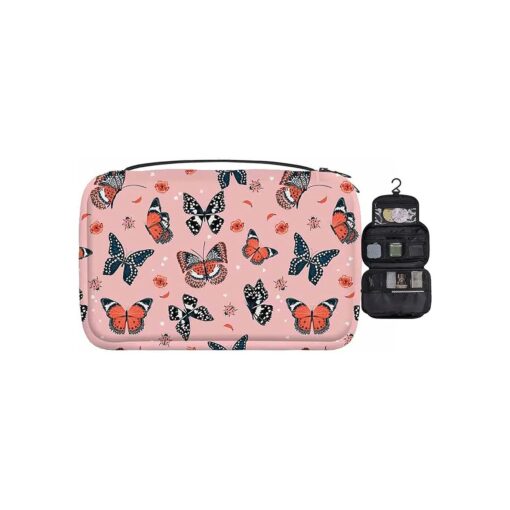 Butterfly Travel Makeup Train Case Red Black Butterflies Flowers Ladybug Pink Cosmetic Organizer Toiletry Bag for Makeup Brushes Tools Women