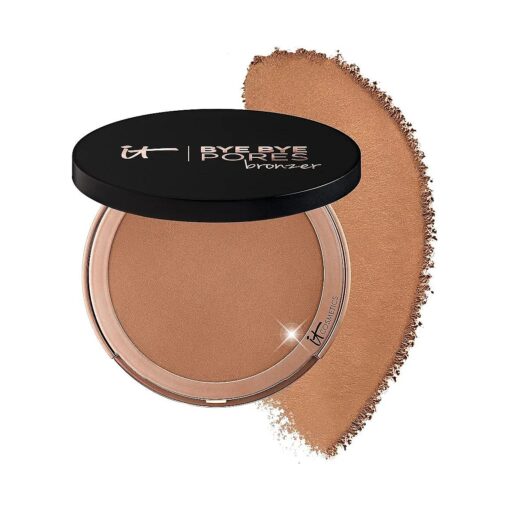 IT Cosmetics Bye Bye Pores Anti-Aging Bronzer, Diffuses Look of Pores + Fine Lines, Sun-Kissed Glow Face Makeup Powder, Oil-Free, Talc-Free, With Hyaluronic Acid - Universal Shade, 0.3 oz