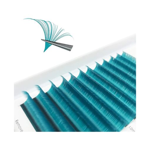 Colored Lash Extensions C Curl 8-14mm Mixed Lash Tray Easy Fan Volume Lashes Dark Turquoise Colored Eyelash Extensions Volume Lash Extensions Self Fanning Eyelash Extensions